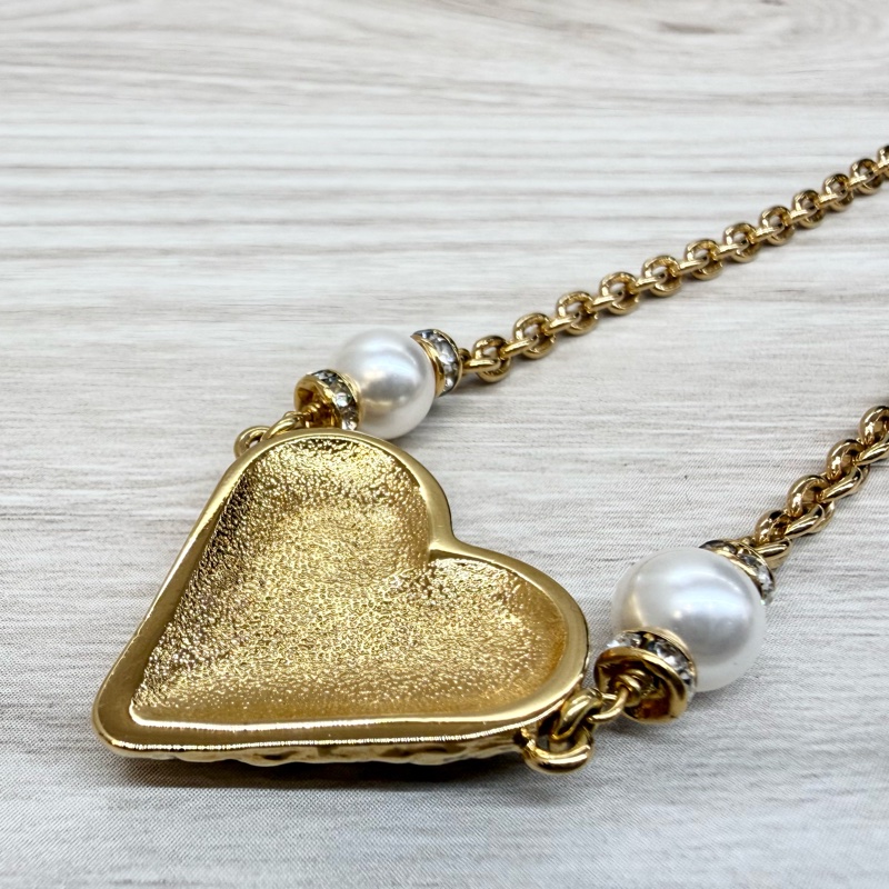 Chanel 23K金色愛心琺瑯熔岩珍珠項鍊-9