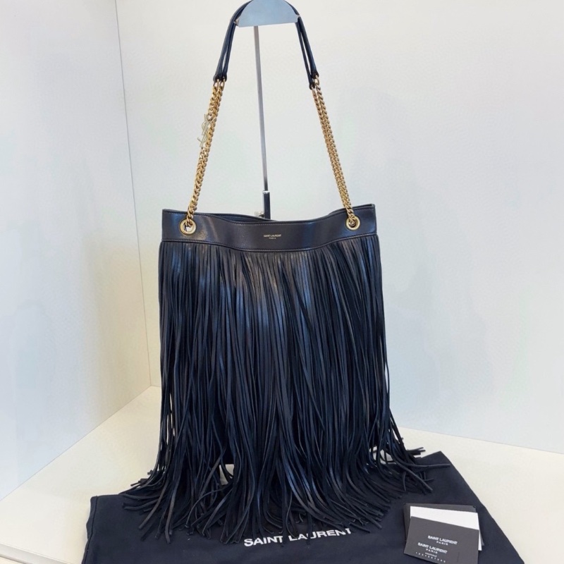 YSL黑金流蘇琴譜tote鏈條包30*37 98新配件塵袋-1