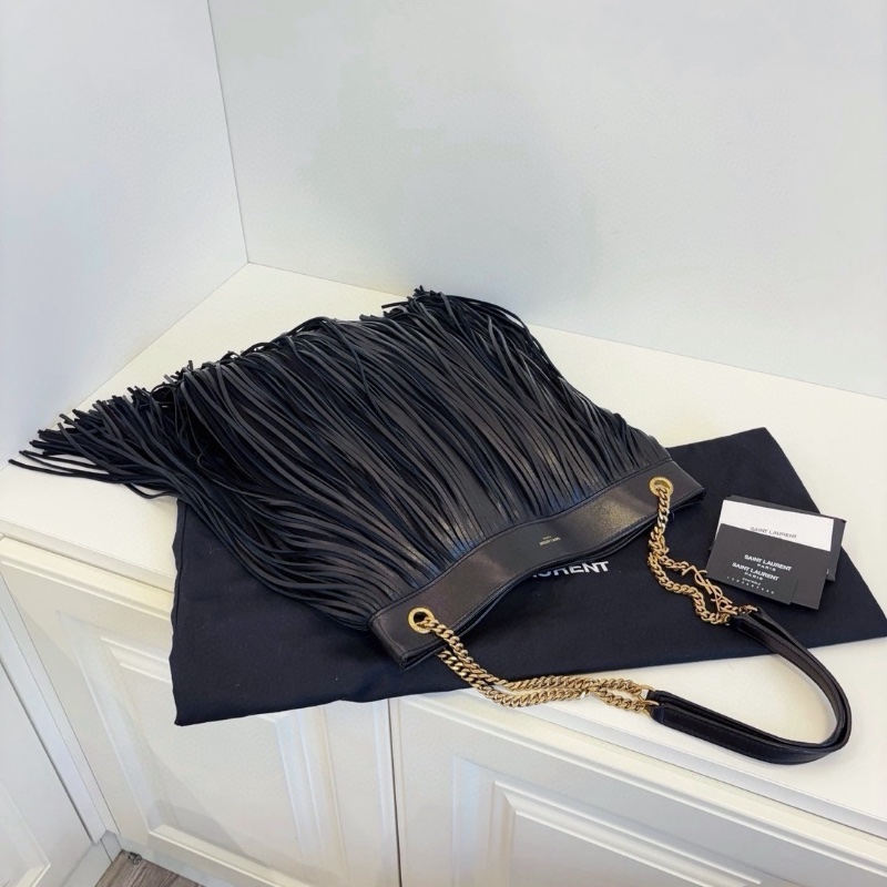 YSL黑金流蘇琴譜tote鏈條包30*37 98新配件塵袋-5