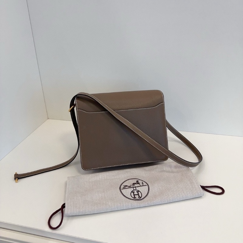 Hermes 經典款 Roulis   豬鼻子 23 大象灰金斜背包23*20*6  98新配件塵袋-9