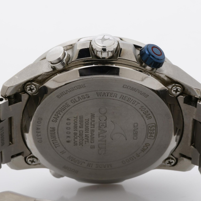 卡西歐 Oceanus Cachalot OCWP1000 男士模擬腕錶，黑色和銀色，鈦金屬錶殼-3