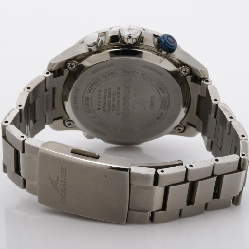 卡西歐 Oceanus Cachalot OCWP1000 男士模擬腕錶，黑色和銀色，鈦金屬錶殼-4