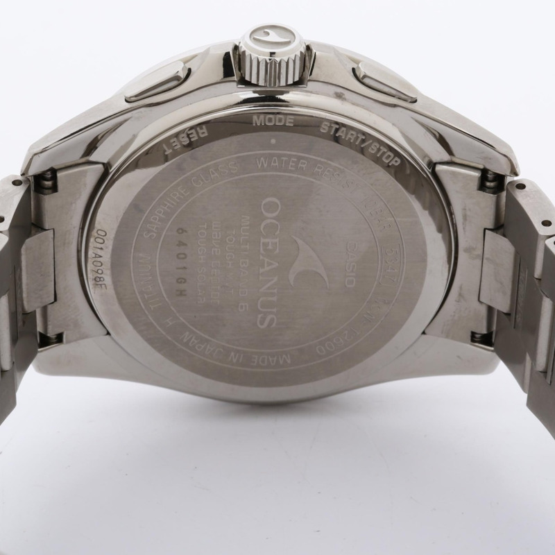 卡西歐 Oceanus 經典系列腕錶 OCWT26002AJF 冰藍色銀色鈦金屬男士模擬腕錶-3