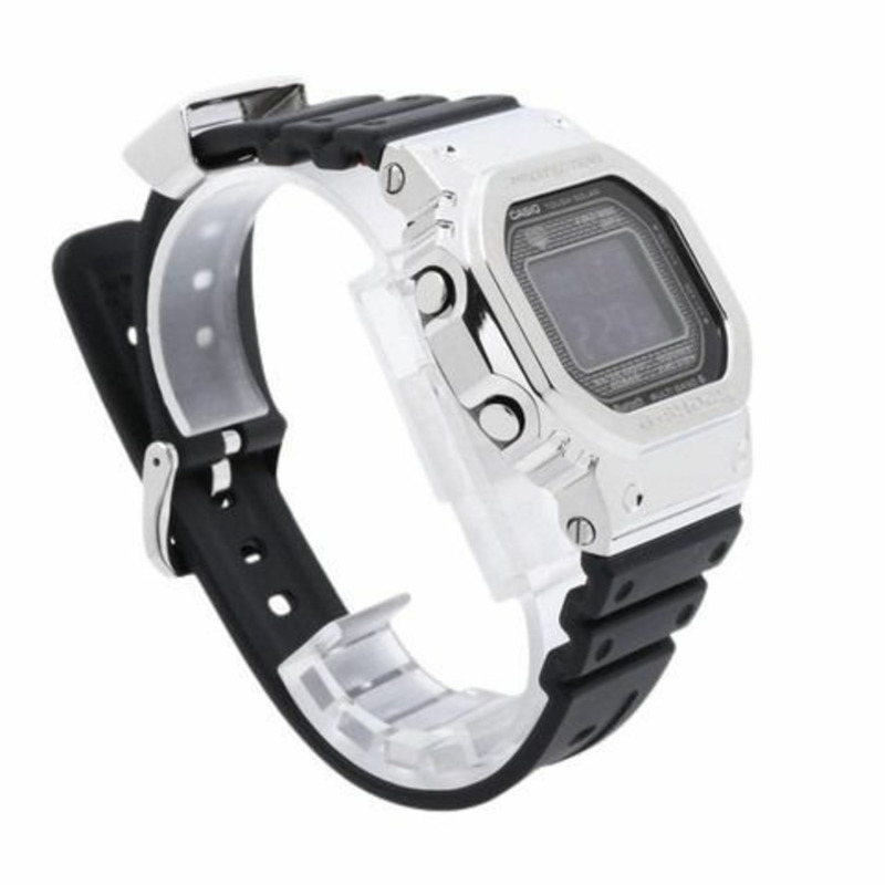 卡西歐 G-SHOCK 全金屬腕錶 GMWB50001JF 銀黑色不鏽鋼樹脂男士太陽能電波校時數位腕錶-2