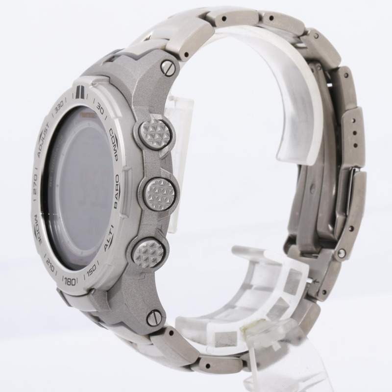 卡西歐 Pro Trek 三重感應器系列 PRW3100T7JF 男士數位手錶，銀色、不鏽鋼和鈦金屬材質可選-1