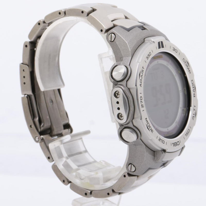 卡西歐 Pro Trek 三重感應器系列 PRW3100T7JF 男士數位手錶，銀色、不鏽鋼和鈦金屬材質可選-2