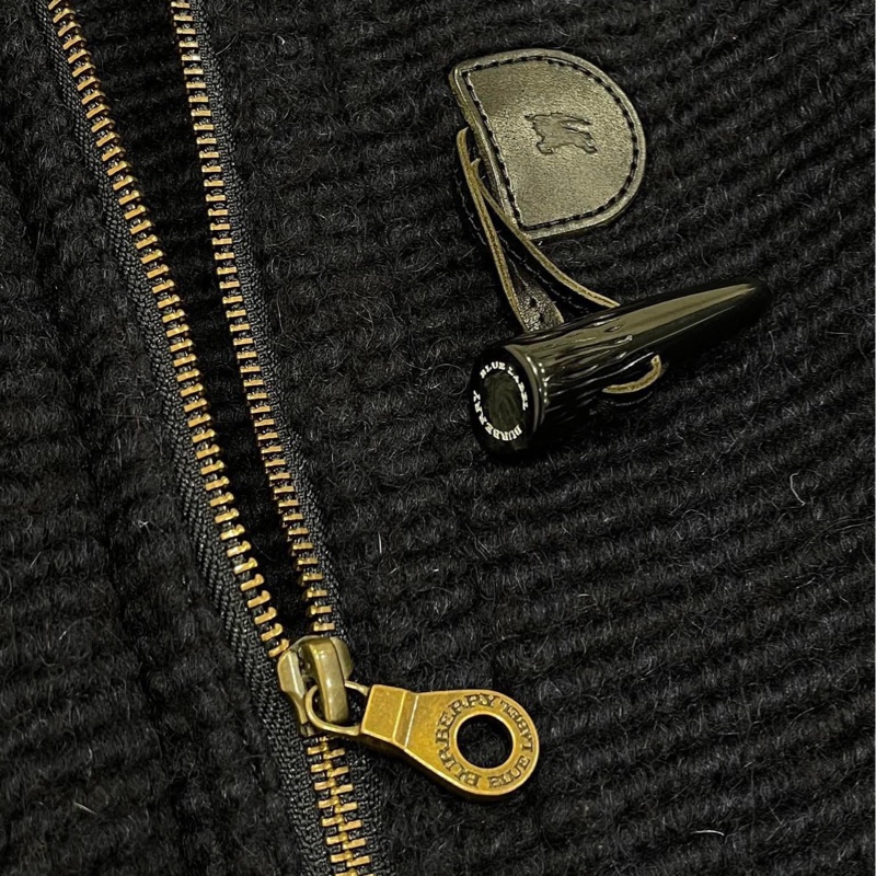 BURBERRY 藍標 大寬袖連帽牛角釦戰馬字母大衣（毛可拆）深藍-3