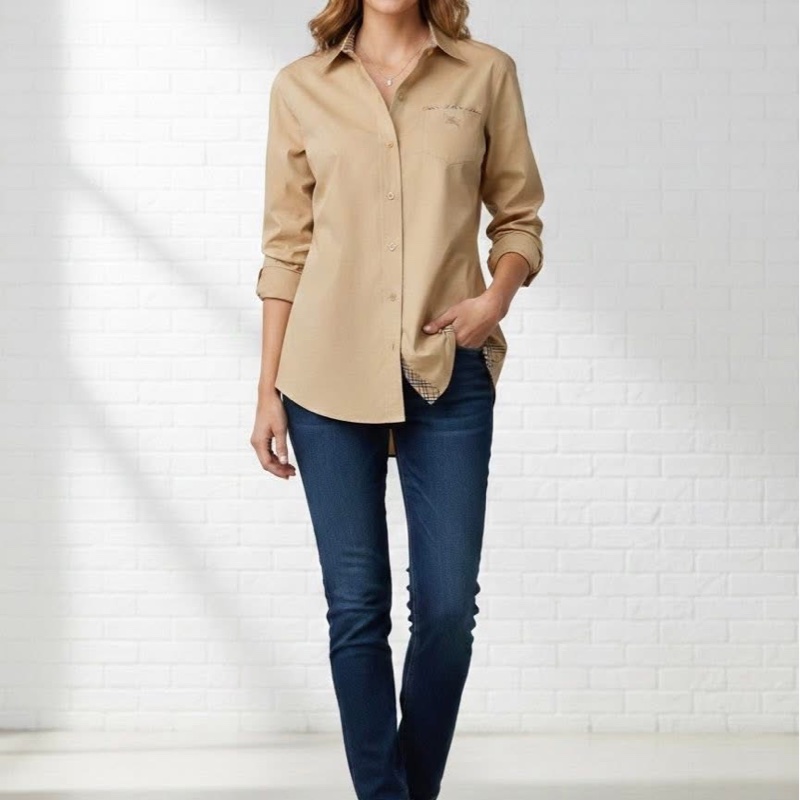 BURBERRY 藍標 經典格紋領口袋戰馬襯衫-0