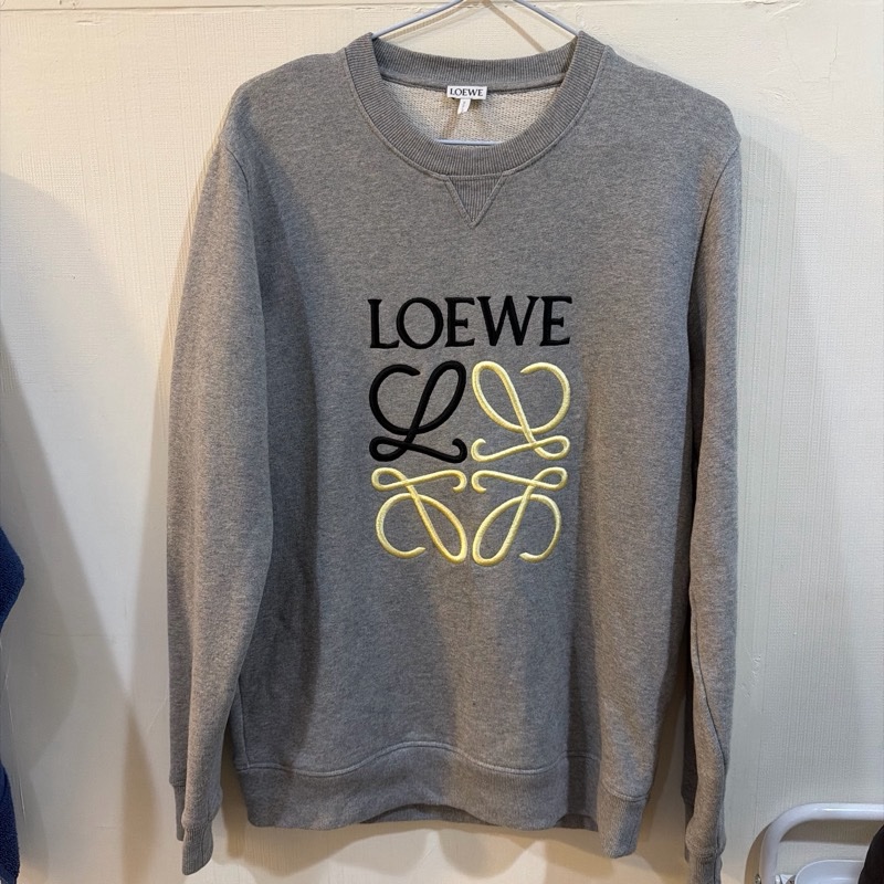 二手美品 Loewe 經典刺繡 灰 拼接長袖-1