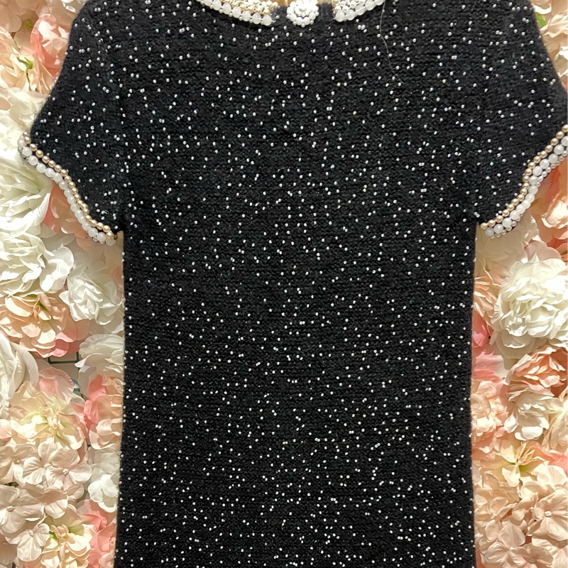 Chanel高定絕版手工釘珠羊絨連衣裙34碼-1