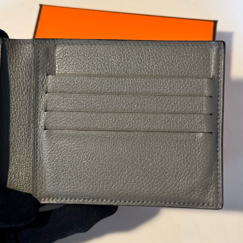 愛馬仕 Hermès Citizen Twill 絲巾內裡對開短夾 積雨雲灰-3