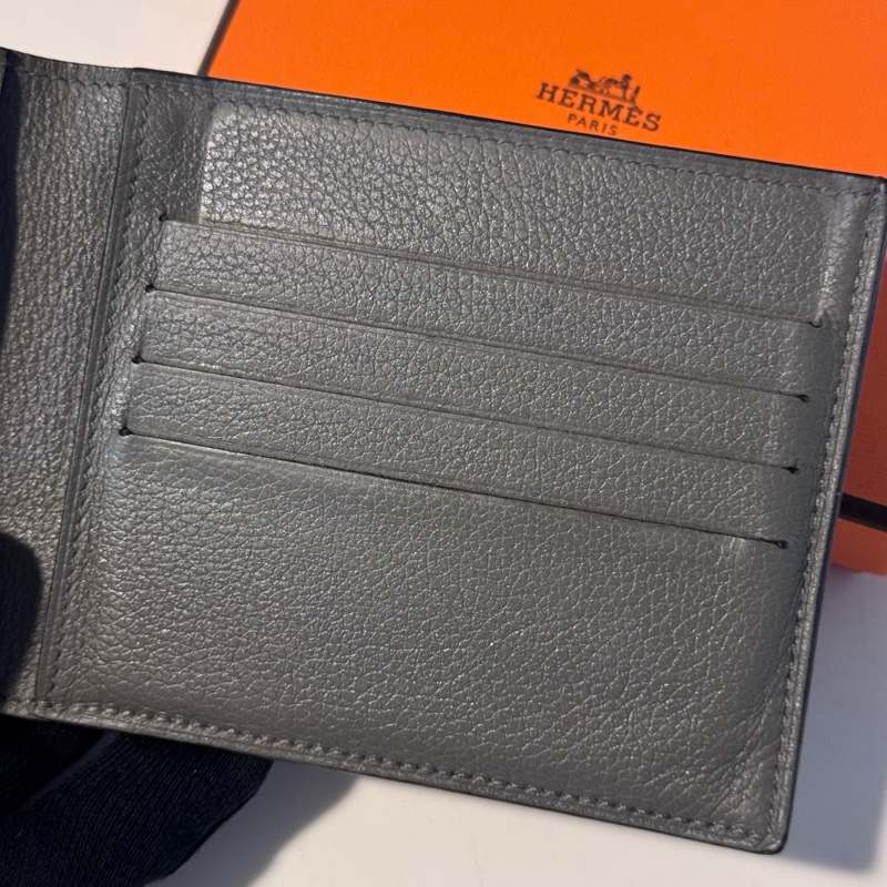 愛馬仕 Hermès Citizen Twill 絲巾內裡對開短夾 積雨雲灰-22