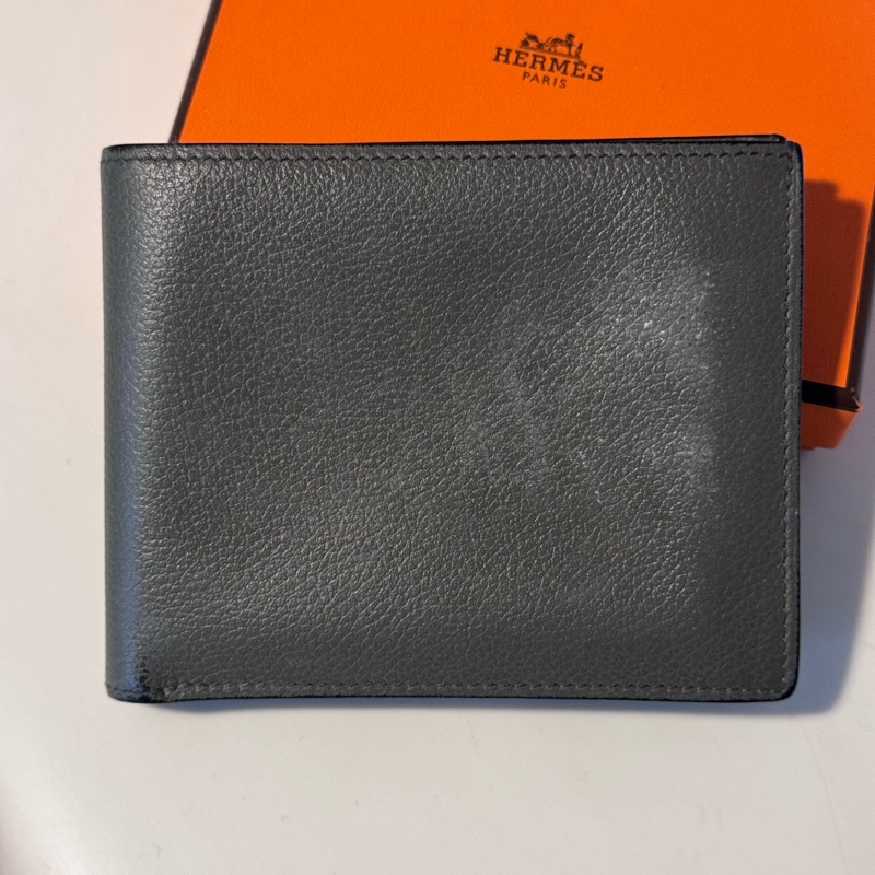 愛馬仕 Hermès Citizen Twill 絲巾內裡對開短夾 積雨雲灰-37