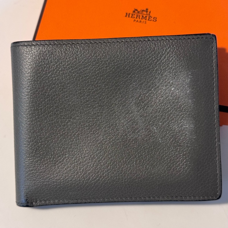 愛馬仕 Hermès Citizen Twill 絲巾內裡對開短夾 積雨雲灰-38