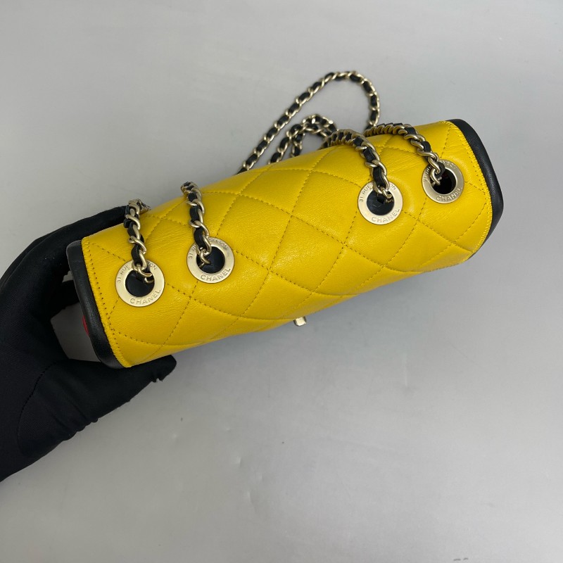 Chanel香奈兒 CF系列全皮拼色菱格單肩斜挎包-5