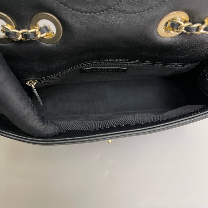 Chanel香奈兒 CF系列全皮拼色菱格單肩斜挎包-8