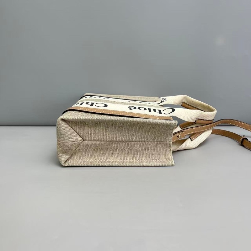 Chloe Woody系列小號帆布奶茶色tote-2