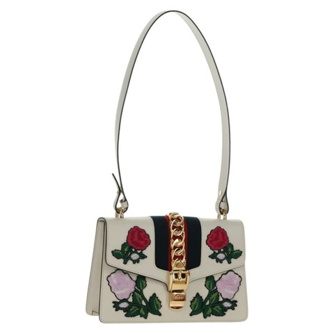 GUCCI Sylvie Sherry Line 單背包，皮革材質，紅色/金色，貨號 421882，正品編號 171363M