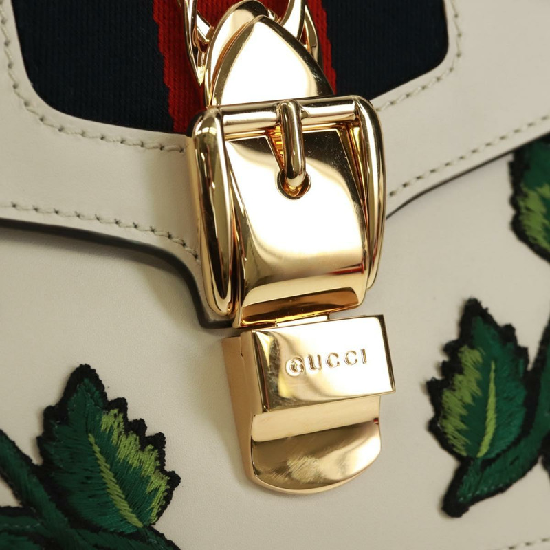 【日本直送】GUCCI Sylvie Sherry Line 單背包，皮革材質，紅色/金色，貨號 421882，正品編號 171363M-18
