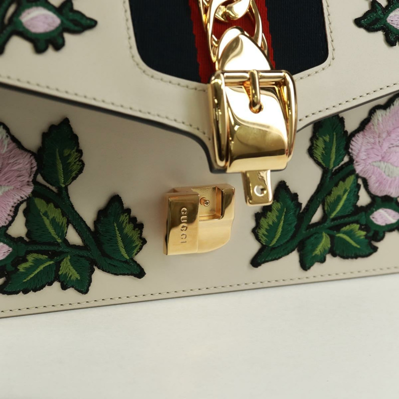 【日本直送】GUCCI Sylvie Sherry Line 單背包，皮革材質，紅色/金色，貨號 421882，正品編號 171363M-19