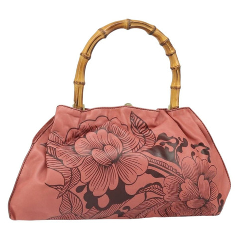 GUCCI 竹節手提包 皮革 粉紅金色 95231 正品 169845V