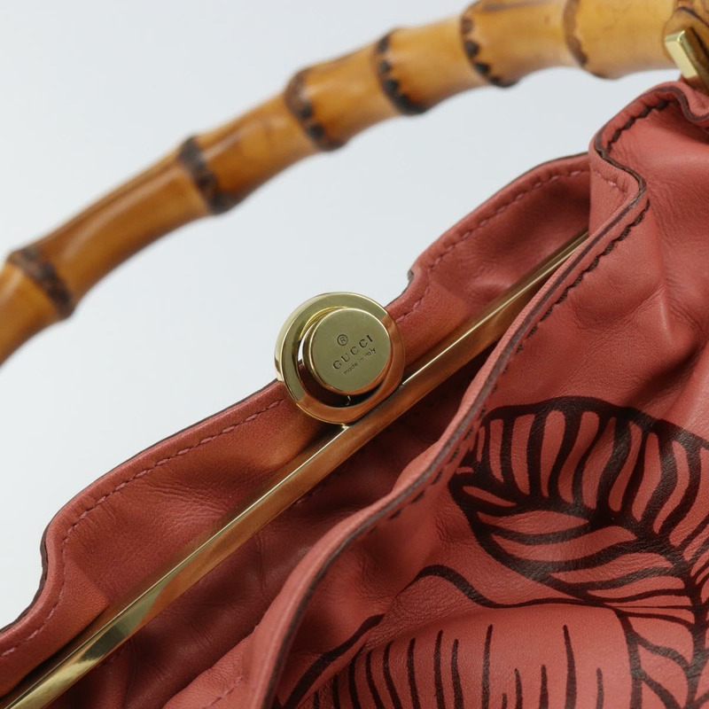 【日本直送】GUCCI 竹節手提包 皮革 粉紅金色 95231 正品 169845V-8