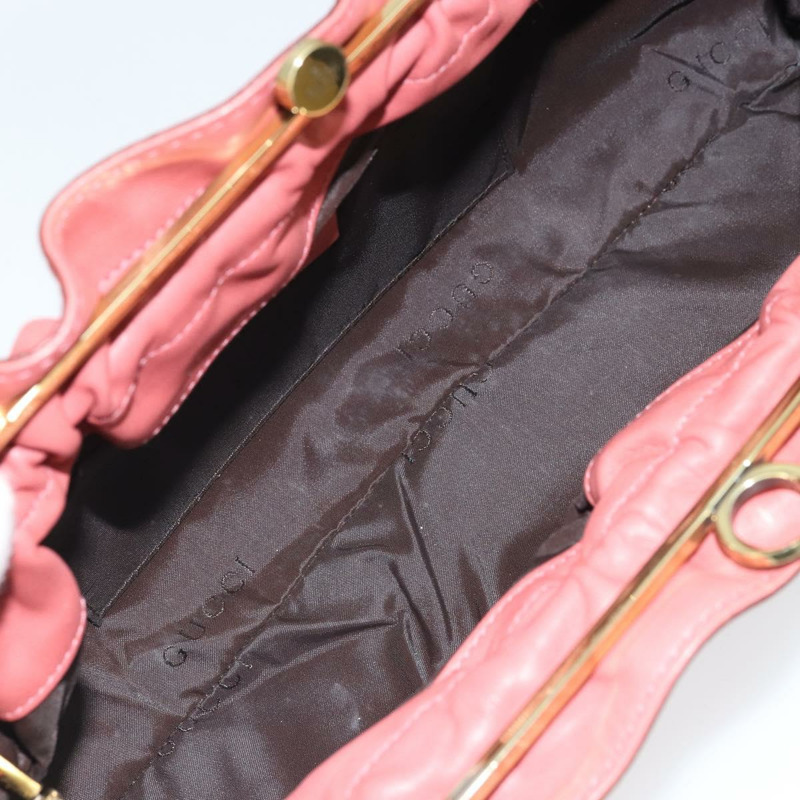 【日本直送】GUCCI 竹節手提包 皮革 粉紅金色 95231 正品 169845V-9