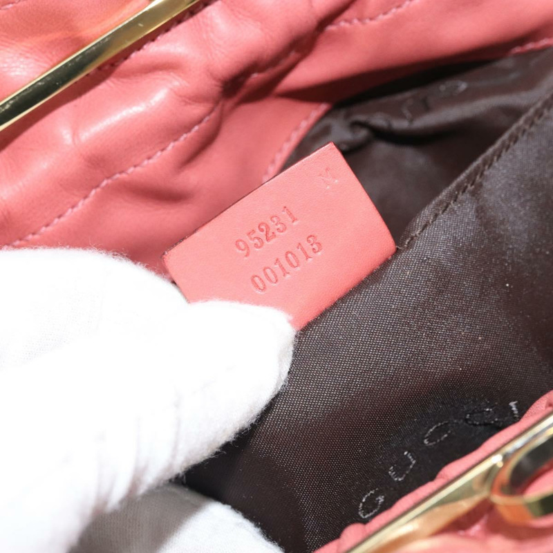【日本直送】GUCCI 竹節手提包 皮革 粉紅金色 95231 正品 169845V-10