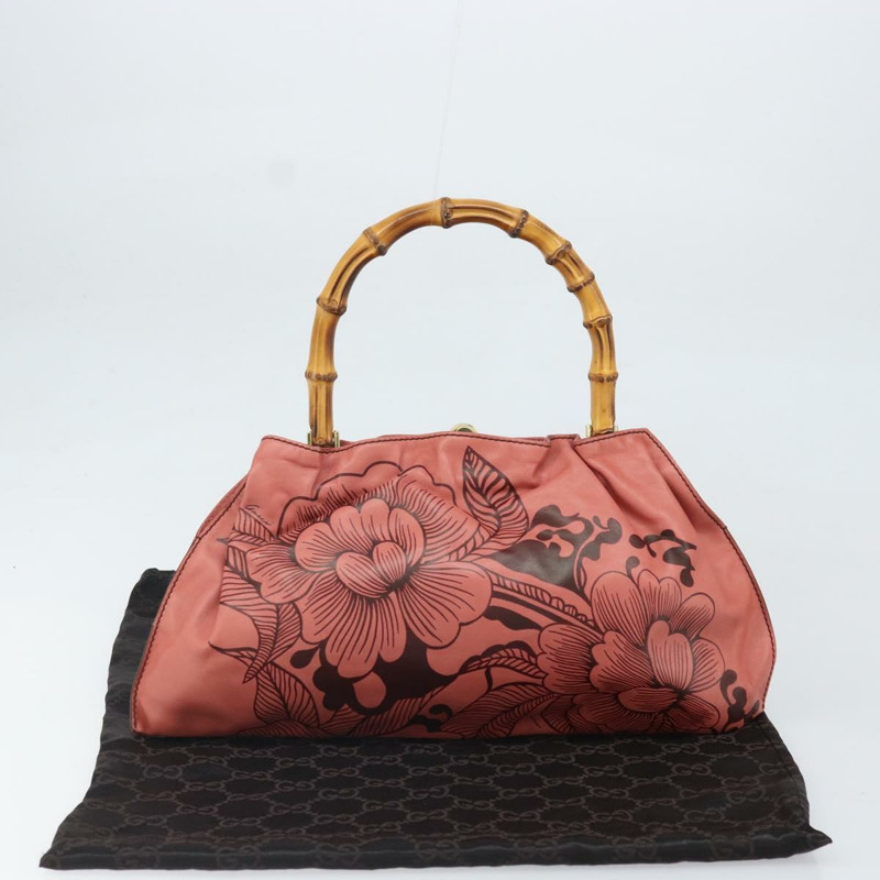 【日本直送】GUCCI 竹節手提包 皮革 粉紅金色 95231 正品 169845V-11