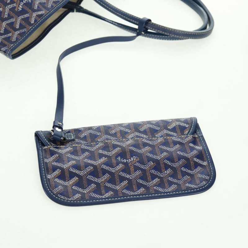 【日本直送】GOYARD 人字紋 Saint Louis PM 手提包 PVC 海軍藍 正品 171919V-19