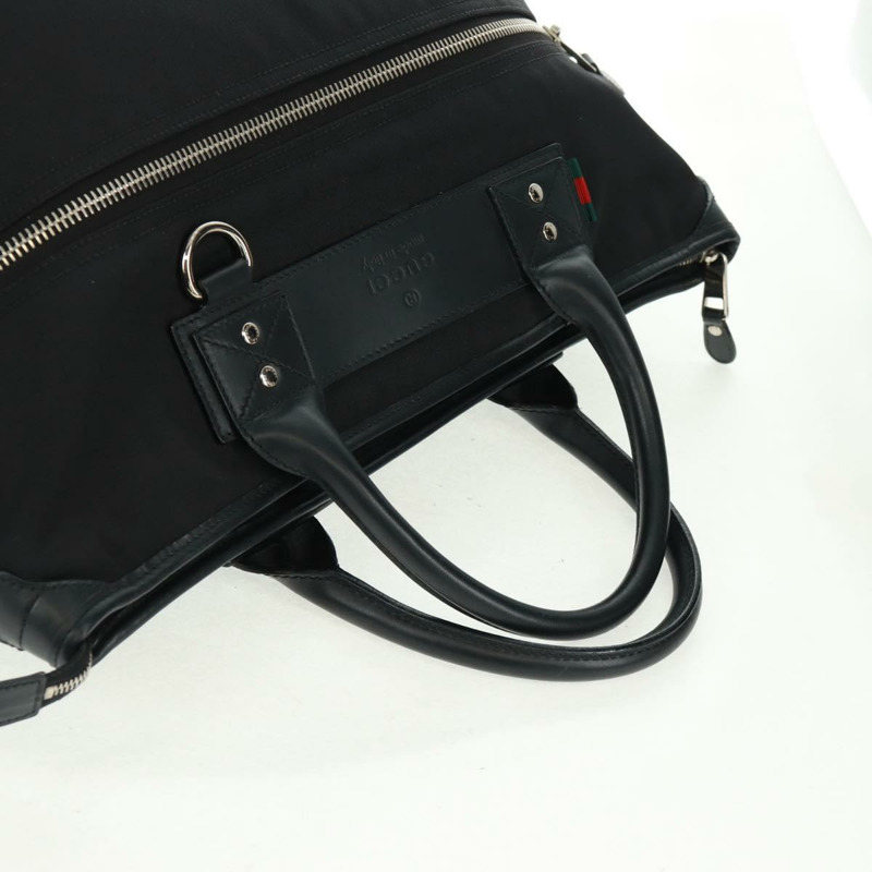 【日本直送】GUCCI Web Sherry Line 波士頓包 尼龍材質 黑色 銀色 紅色 246392 Auth am10698V-5