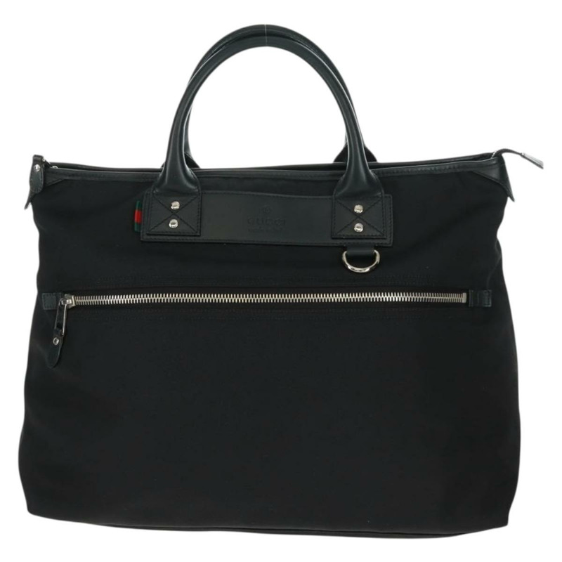 【日本直送】GUCCI Web Sherry Line 波士頓包 尼龍材質 黑色 銀色 紅色 246392 Auth am10698V-12