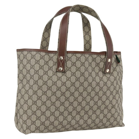 GUCCI GG Supreme Web Sherry Line 手提包 PVC 米色 金色 211134 正品 am10791V