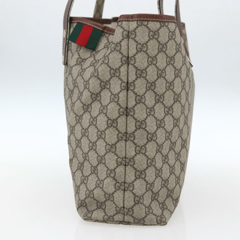 【日本直送】GUCCI GG Supreme Web Sherry Line 手提包 PVC 米色 金色 211134 正品 am10791V-3