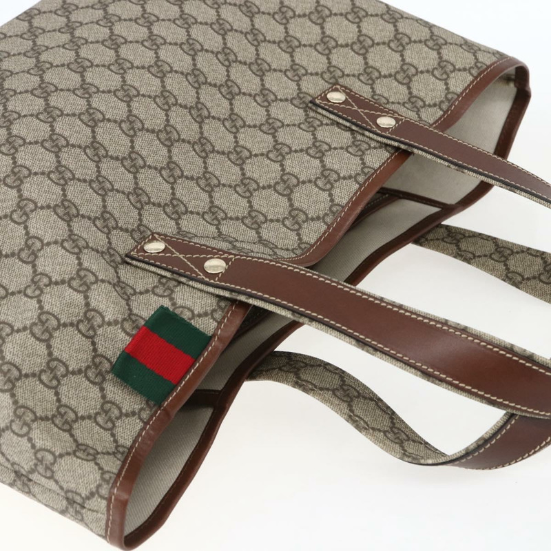 【日本直送】GUCCI GG Supreme Web Sherry Line 手提包 PVC 米色 金色 211134 正品 am10791V-5