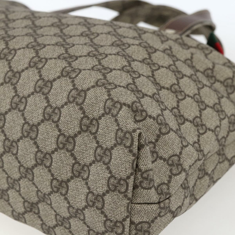 【日本直送】GUCCI GG Supreme Web Sherry Line 手提包 PVC 米色 金色 211134 正品 am10791V-8