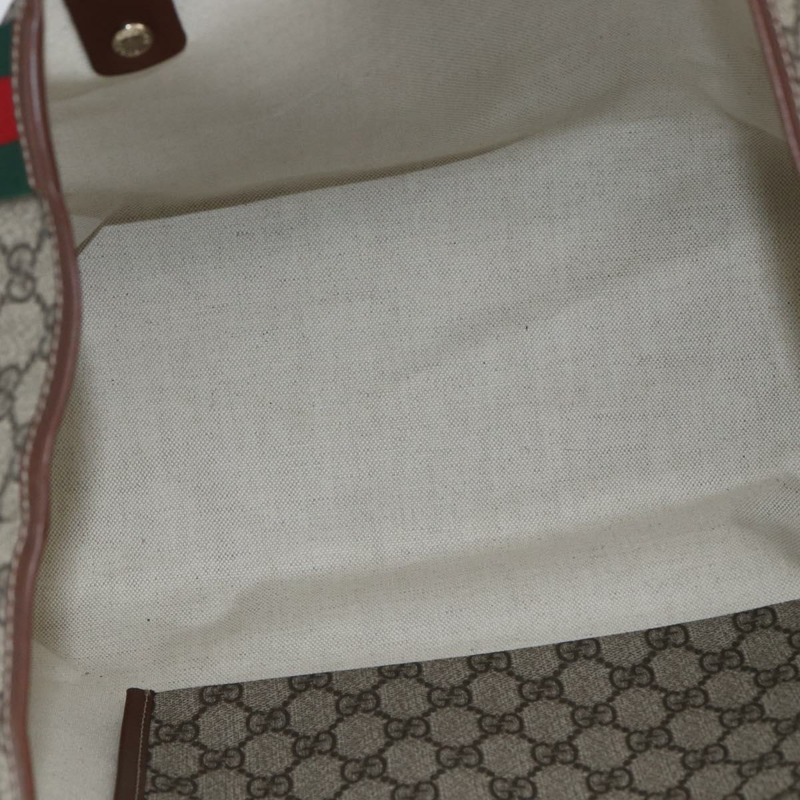 【日本直送】GUCCI GG Supreme Web Sherry Line 手提包 PVC 米色 金色 211134 正品 am10791V-9