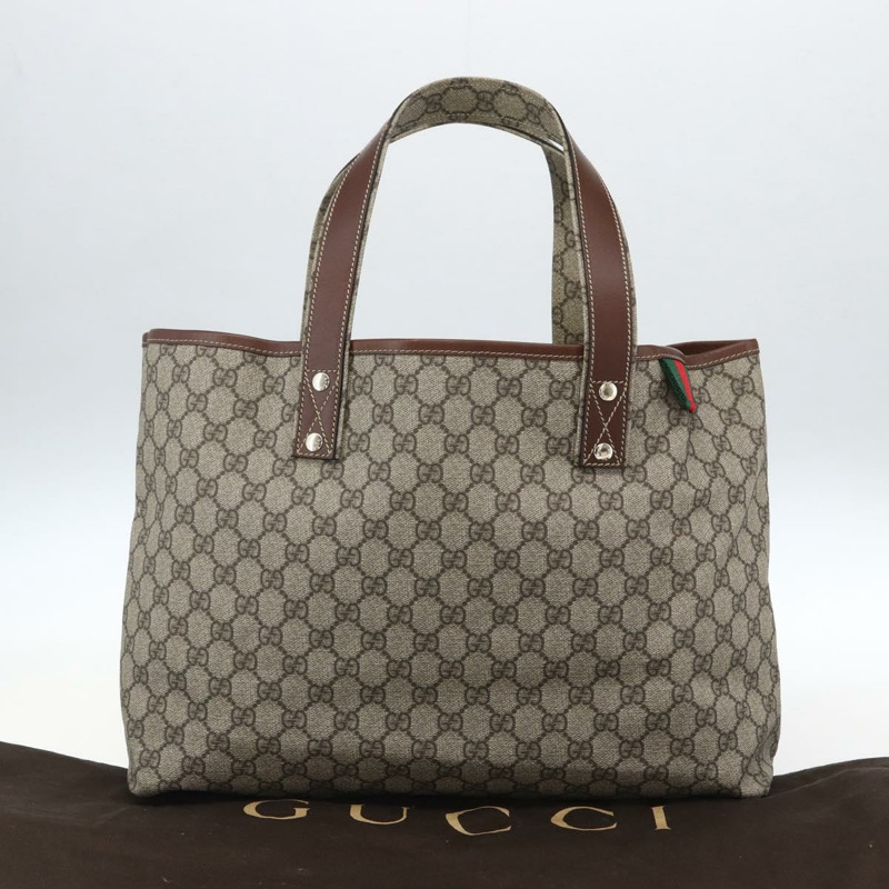 【日本直送】GUCCI GG Supreme Web Sherry Line 手提包 PVC 米色 金色 211134 正品 am10791V-11