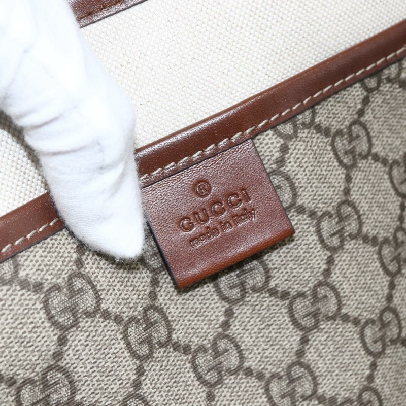 【日本直送】GUCCI GG Supreme Web Sherry Line 手提包 PVC 米色 金色 211134 正品 am10791V-16