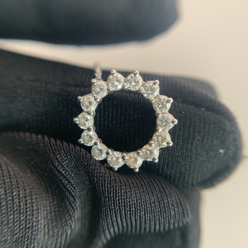 Tiffany鉑金pt950 鏤空滿鑽圈形太陽花項鍊-7
