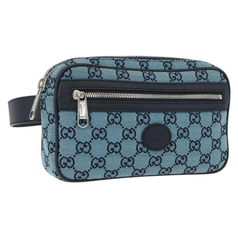 【日本直送】GUCCI GG帆布腰包 銀藍色 658657 正品 ka2423V-0