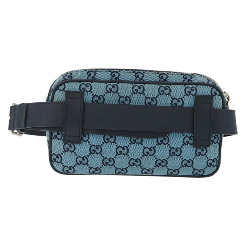 【日本直送】GUCCI GG帆布腰包 銀藍色 658657 正品 ka2423V-1