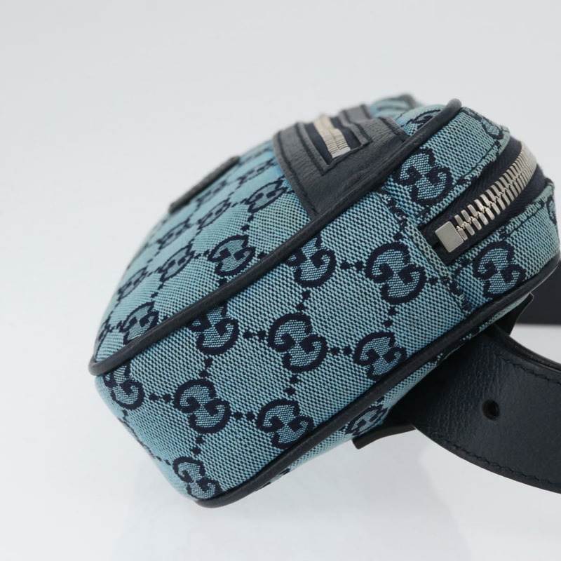 【日本直送】GUCCI GG帆布腰包 銀藍色 658657 正品 ka2423V-2