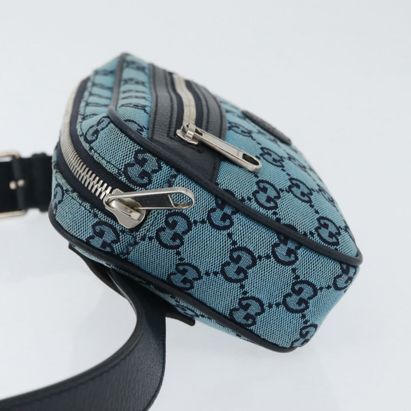 【日本直送】GUCCI GG帆布腰包 銀藍色 658657 正品 ka2423V-3
