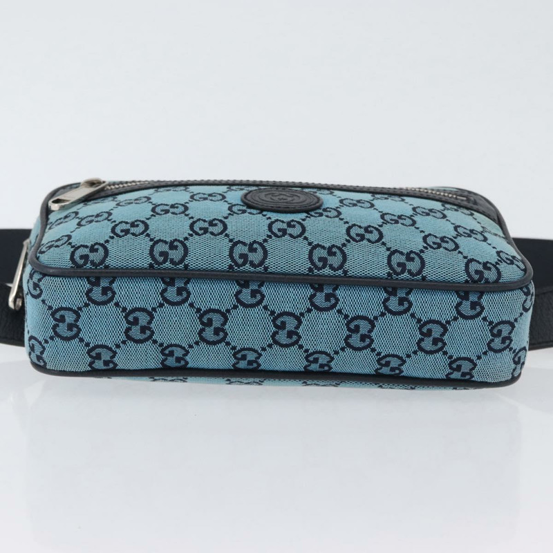 【日本直送】GUCCI GG帆布腰包 銀藍色 658657 正品 ka2423V-4