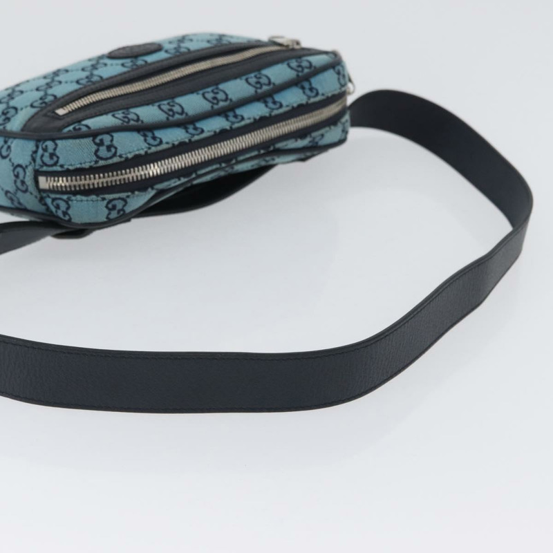 【日本直送】GUCCI GG帆布腰包 銀藍色 658657 正品 ka2423V-6