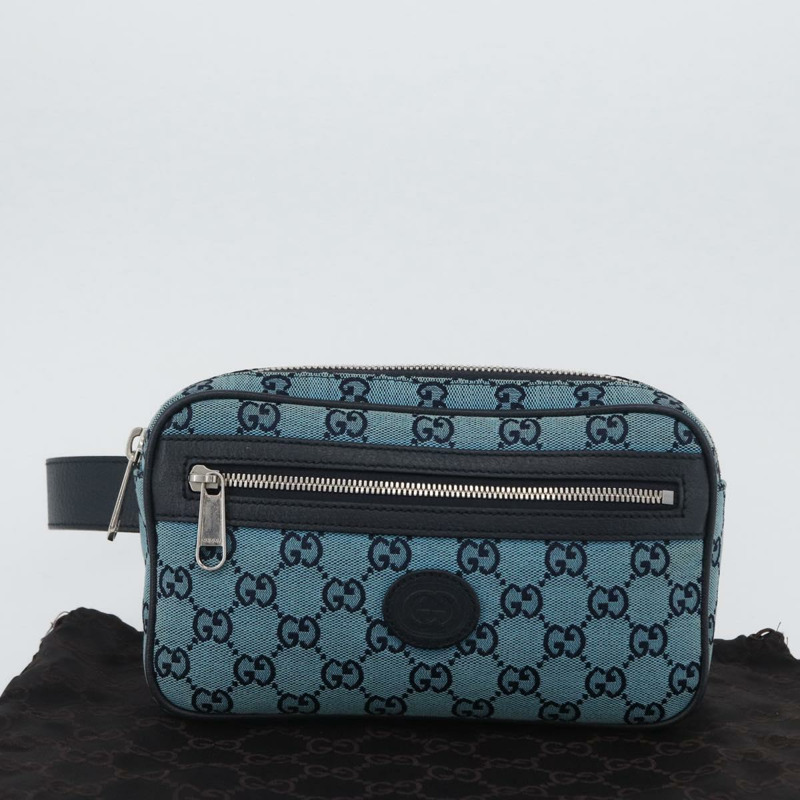 【日本直送】GUCCI GG帆布腰包 銀藍色 658657 正品 ka2423V-11