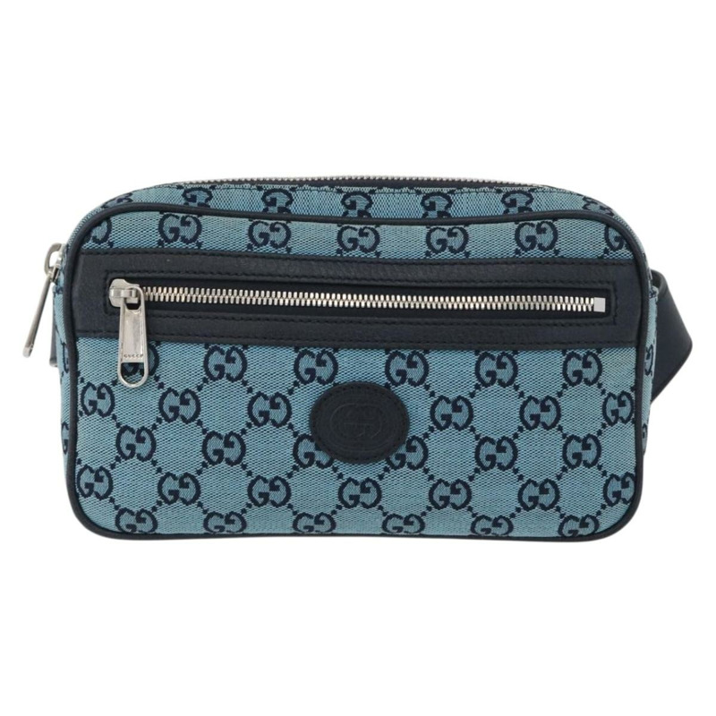 【日本直送】GUCCI GG帆布腰包 銀藍色 658657 正品 ka2423V-12