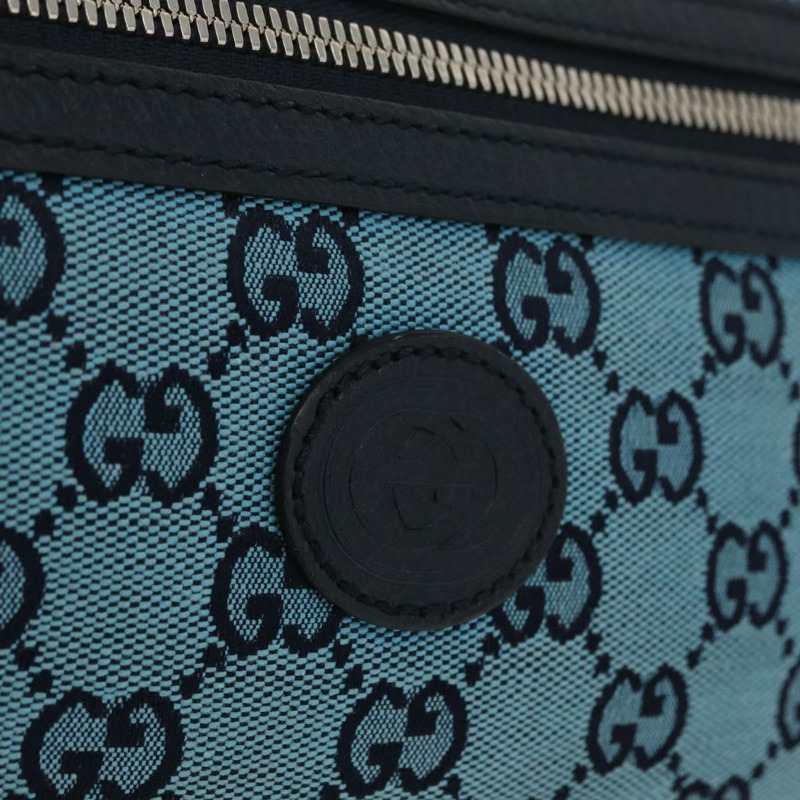 【日本直送】GUCCI GG帆布腰包 銀藍色 658657 正品 ka2423V-19