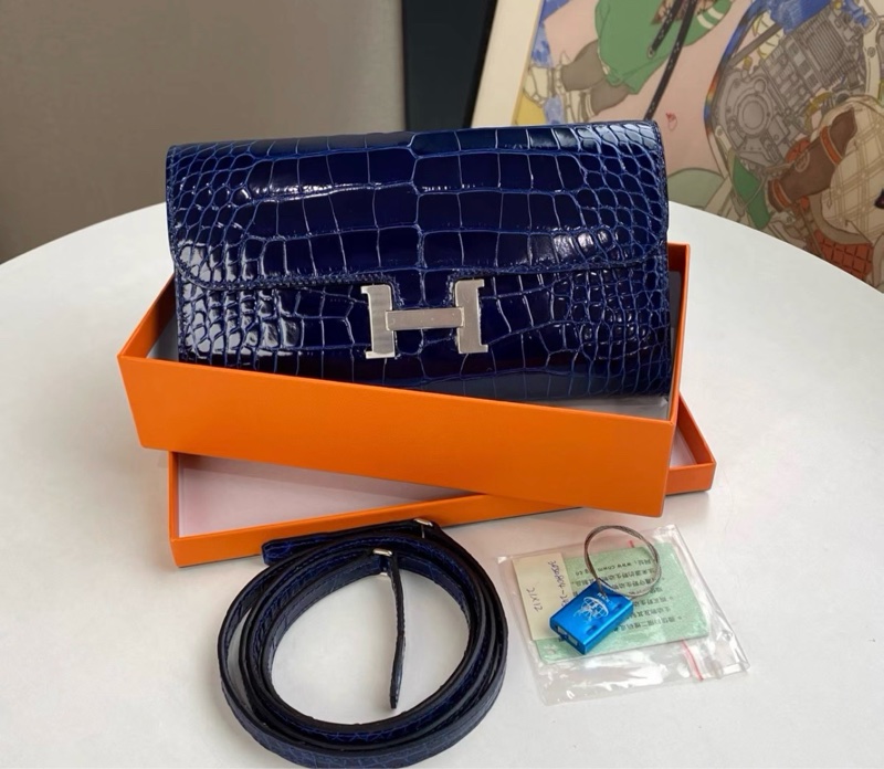 Hermes愛馬仕 Constance togo寶石藍銀扣方塊 U刻-0